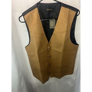 DiBanGu‎ Men Large Brown Suede Vest With Button Closure & Polyester Lining NEW